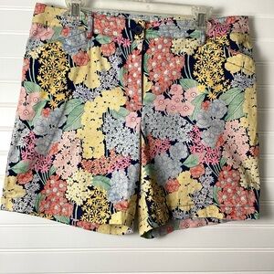 Talbots Women 14 weekend twill Chino Shorts Floral Sz14/Large